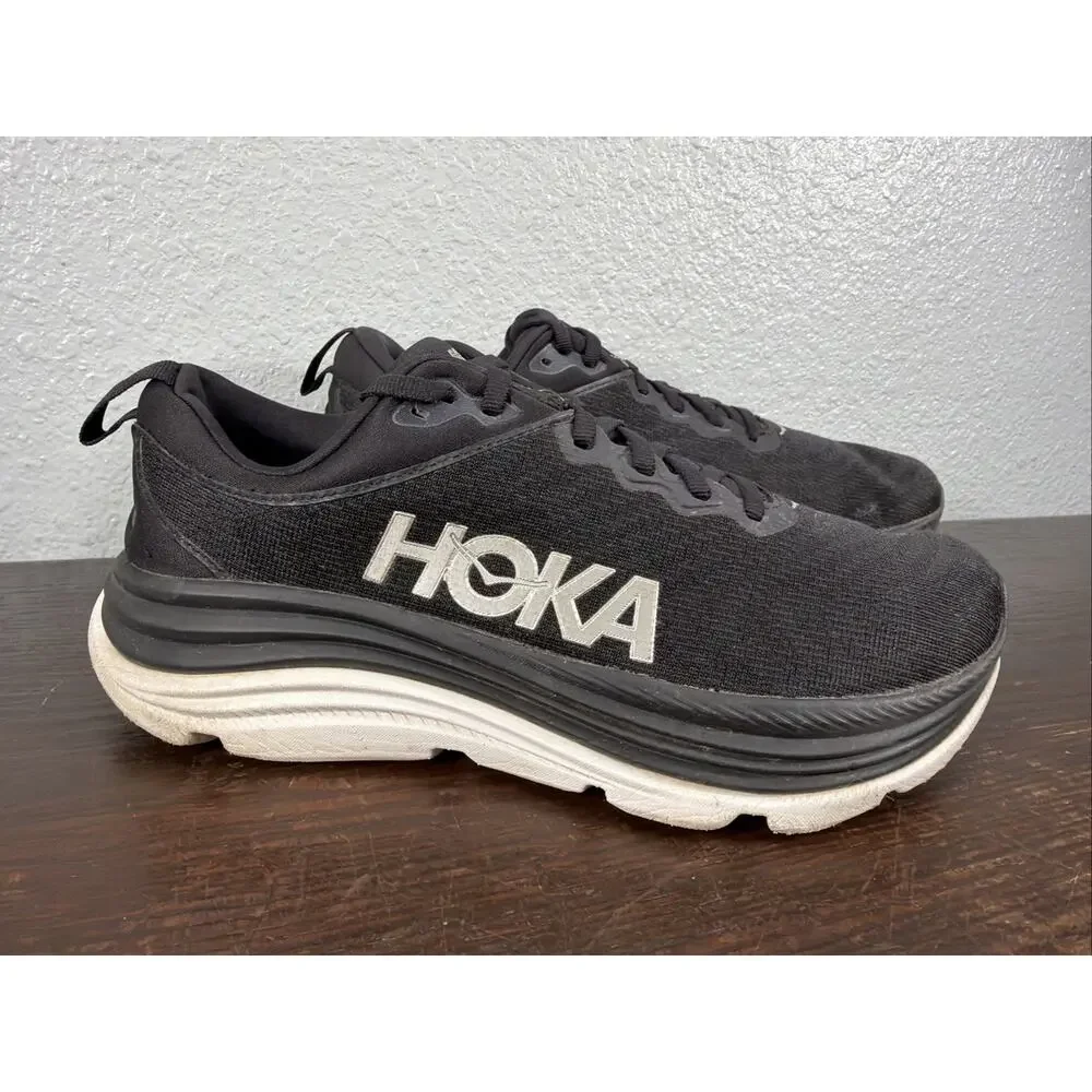 Hoka One One Womens Gaviota 5 1134235 BWHT Black Running Shoes Sneakers 8.5 B
